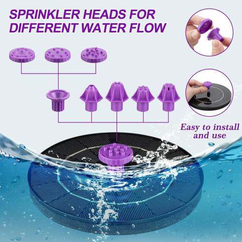 3.5W Solar Bird Bath Fountain Pump, Solar Powered Water Pump, Outdoor Water Fountain with 8-in-1 Nozzles, 4 Fixed Pipes for Hummingbirds, Garden, Pool, Pond