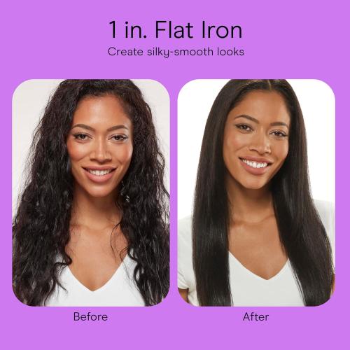 Conair Double Ceramic Flat Iron, 1-Inch Flat Iron Hair Straightener, Five Heat Settings, Extra Long Floating Plates, White