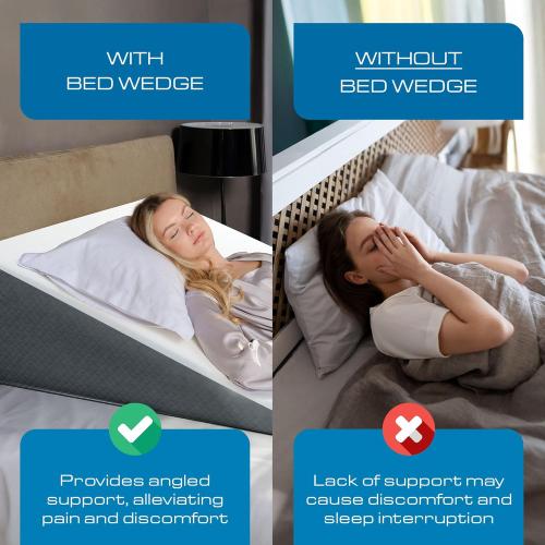 Kolbs Extra Wide Bed Wedge Pillow for Sleep Apnea, Acid Reflux, and Back Pain Relief, with Chic Jacquard Cover - Headboard GERD Pillow Wedges for Sleeping (Extra Wide 12 Height)