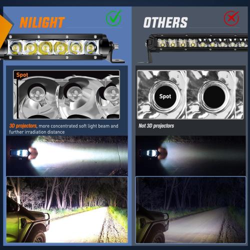 Nilight Led Pods Light Bar Super Slim 2Pcs 7 Inch 30W Spot Driving Fog 3600LM Off Road Lighting for Trucks Pickup SUV ATV UTV Boat 4x4 Van Camper - 2 Style Mounting