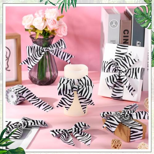 Chuangdi 1 Pcs Zebra Print Ribbon Christmas Craft 1.5 inch