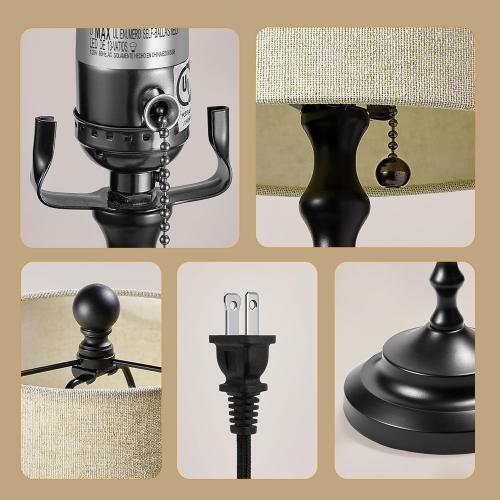 Buffet Lamps, Table Lamps Set of 2-30 Tall with Sturdy Metal Bases & Textured Linen Shades - UL Certified, Ideal for Creating a Cozy Vibe in Living Rooms, Dining Rooms & Entryways