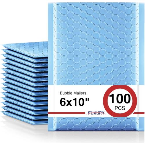Fuxury 100Pcs Bubble Mailers 6x10 Light Blue Bubble Mailer Thick Shipping Padded Envelopes Usable Size 6x9 Padded Mailers Shipping Bags for Mailing,Packaging, Small Business, Boutique, Bulk #0