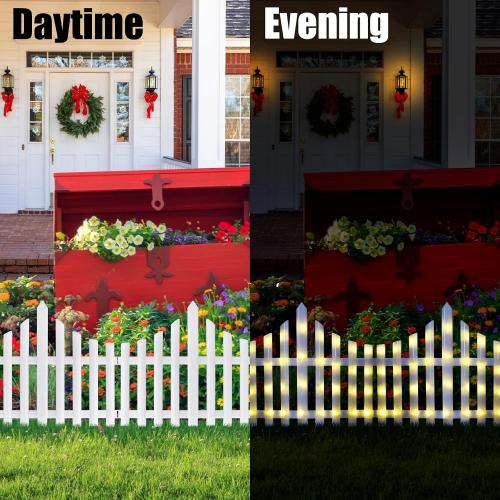 MGupzao Christmas Tree Fence Light - Christmas Decorations Lights 8 Pack Picket Fence for Indoor Outdoor Christmas Decor, Plug-in 8 Modes Decorative Light for for Landscape Patio Yard Path Xmas Decor