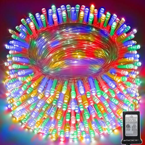 124 FT 380 LED String Lights Outdoor Indoor, Christams String Lights Waterproof 8 Modes & Timer, Fairy Lights Plug in for Bedroom, Weeding, Patio, Party, Holiday,Christmas Decor（Multicolor）