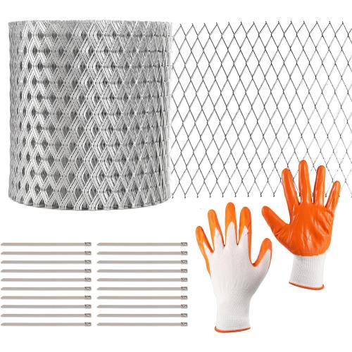 Gutter Guard 5 inch x 55 ft Leaf Filter Gutter Covers Leaf Guards for Gutters with 20 Fixed Cable Ties and Anti Scratch Gloves Rain Gutter Leaf Guard（5 in x 55 ft）