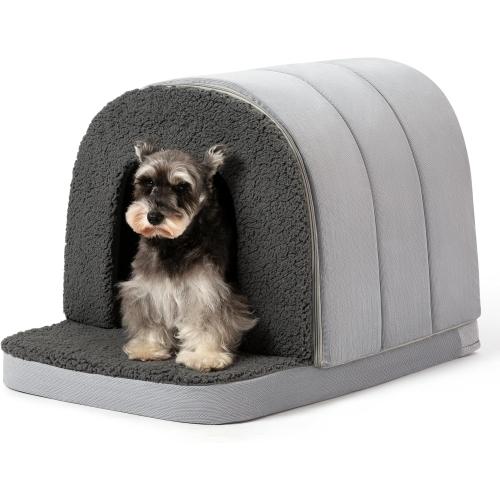 Orthopedic Dog Bed House - Dog House Indoor with Egg-Crate Foam - Tent Bed with Waterproof Lining & Nonskid Bottom, Ideal for Large Breeds & Fits 36-Inch Crate - 35x22, Charcoal