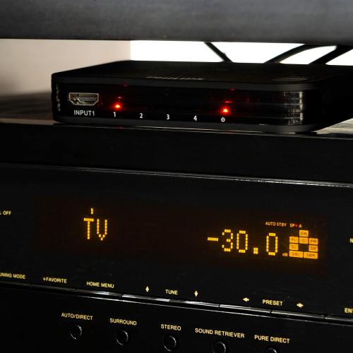 Philips 4 Device HDMI Switch, Wireless Remote, Use with 4K Smart TV Roku Xbox PS3 PS4 Fire Stick DVD Blu Ray Fire TV HDTV Cable Box PC, 4K 1080p 60 FPS, Ultra HD, HDCP 2.0, Black, SWV9484B/27