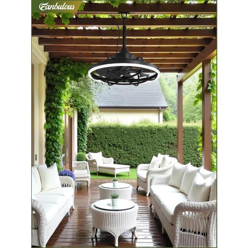 Fanbulous Outdoor Ceiling Fans with Light for Patios, 20 Weatherproof Plug in Ceiling Fan, Gazebo Fan Remote&APP Control, 3CCT Dimmable,Caged Ceiling Fan with Hanging Hook for Porch, Pergola,Canopy