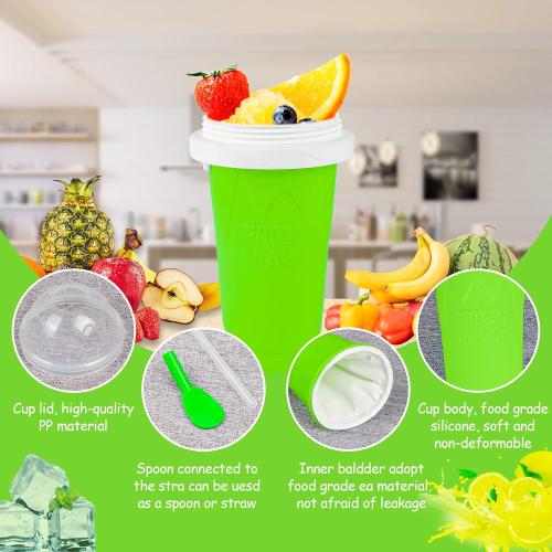 Slushy Maker Cup - Quick Frozen Magic Squeeze Cup For Chocolate MilkShake, Sorbet, Smoothies, Slushies & More, 2 in 1 Straw & Spoon, With Gorgeous Luxury Box, Perfect for Kids, Friends & Family