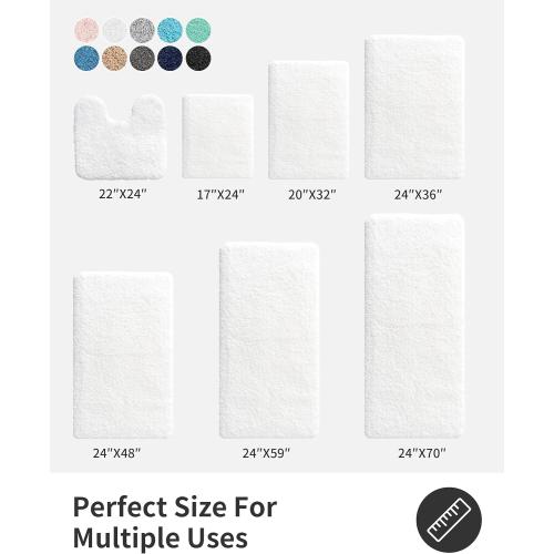 ILANGO White Christmas Bathroom Rugs 24 × 17 Non Slip & Super Absorbent Extra Thick Soft, Washable Bath Mat for Floor, Non Shedding Microfiber Plush Shaggy Bath Rug for Bathtub Shower Room Sink