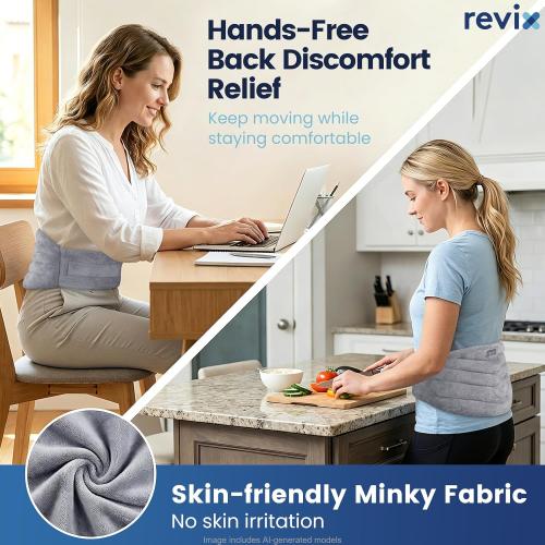 REVIX Microwave Heating Pad for Back, Wearable Moist Heat Waist Wrap, Gray