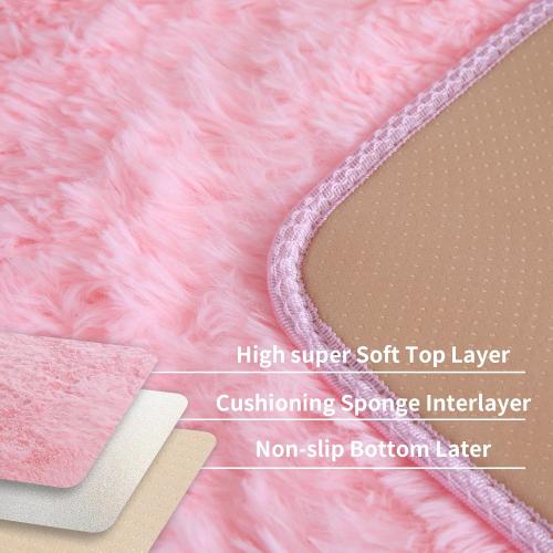 Pink Fluffy 4x6 Area Rugs for Bedoom Girls, Soft Washable Fuzzy Furry Shag Rug for Kids Room, Nursery, Dorm Decor, Cute Plush Carpet for Baby Toddler