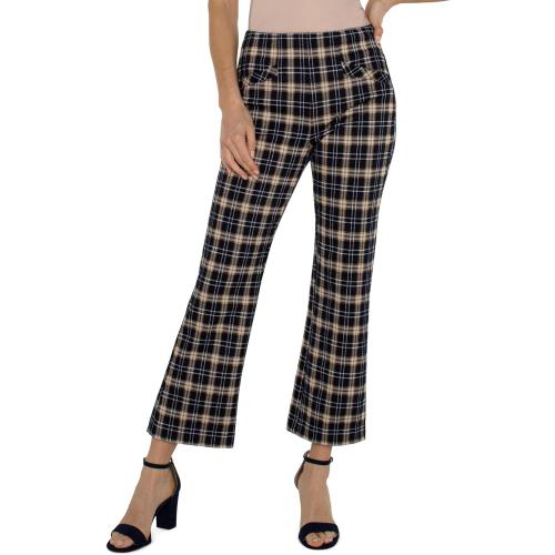 Liverpool Womens Stella Pull-on Mid-Rise Kick Flare Plaid Jacquard Knit