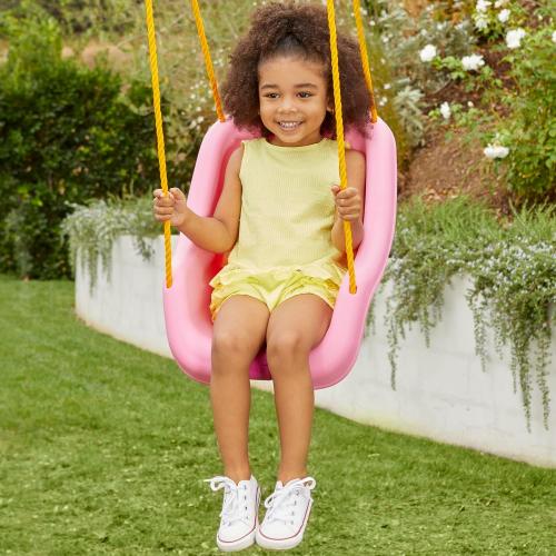 Little Tikes Snug 'n Secure Pink Swing with Adjustable Straps, 2-in-1 for Baby and Toddlers Ages 9 Months - 4 Years,16D x 16.3W x 17H