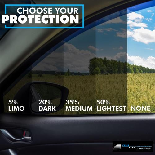 TRUE LINE Automotive 2ply Nano Carbon Window Tint Film for Cars - 50% Tint (38'' W x 10' Long) - Blocks 99% UV Rays & Heat - Privacy Protection - DIY Install
