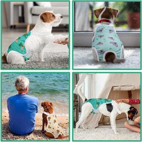 Size M-L 3 Pack Washable Female Dog Diaper Onesie Sanitary Pantie with Adjustable Suspender, Reusable Fixed Doggie Diapers, Super Absorbent Leakproof for Small Medium Large Dog in Heat Cycle
