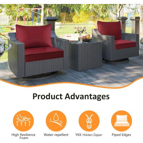 Unimatta Outdoor Patio Chair Cushions Set, 24 x 24, Set of 2, Water-Repellent, Fade Resistant, Deep Seat Bottom and Back Cushion for Backyard, Couch, Sofa and Patio Furniture, Red