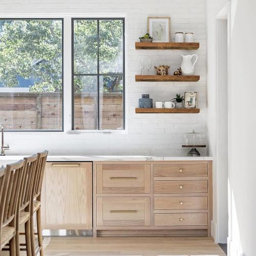 QEEIG Floating Shelves for Wall 23.6 Long - Wall Mounted Shelf Bathroom Kitchen Living Room Bedroom Farmhouse Home Decor Display Bookshelf Large 23.6 x 9.3 inch Set of 2, Rustic Brown (008-60BN)