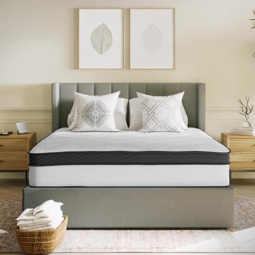 Flash Furniture Capri Comfortable Sleep 12 Hybrid Pocket Spring and Foam Mattress in a Box, Foam Pocket Spring Hybrid Mattress for Pressure Relief, Queen