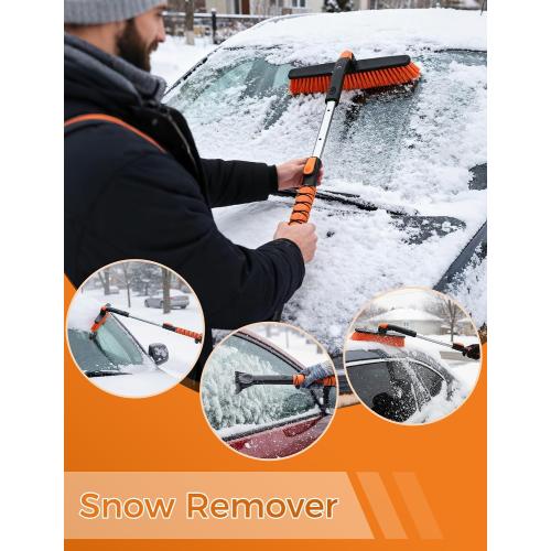 Ice Scrapers for Car Windshieldand Extendable Snow Brush with Foam Grip and 360° Pivoting Brush Head for Christmas Car Auto Truck SUV