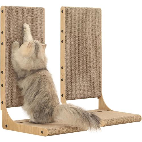 Zakkart 2-Pack Cat Scratching Board, 25.6'' Tall Cardboard L Shape Vertical Cat Scratchers for Indoor Cats, Cat Scratching Post for Wall and Couch, Large