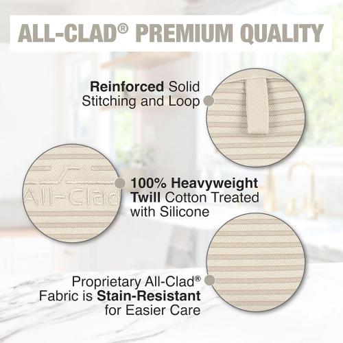All-Clad Premium Pot Holder & Hot Pad: Heat Resistant to 500 Degrees - 100% Cotton, 10x6.25 Hot Pad for Kitchen and Barbeque, (3-Pack), Almond