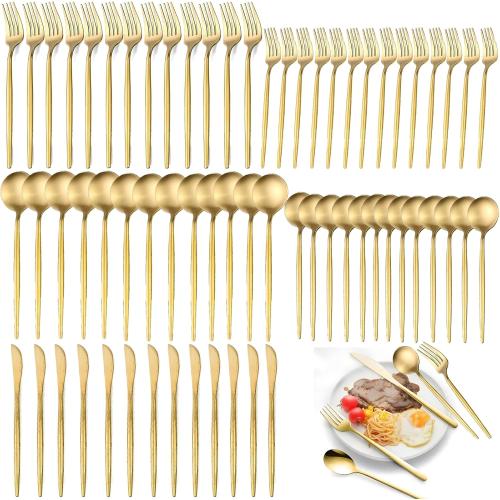 300-Piece Food Grade Gold Silverware Set, Luxury Flatware Set for 60 - Premium Stainless Steel Cutlery Set with Spoons Forks Knives, Shiny Gold Polished Kitchen Utensils for Home Restaurant Hotel