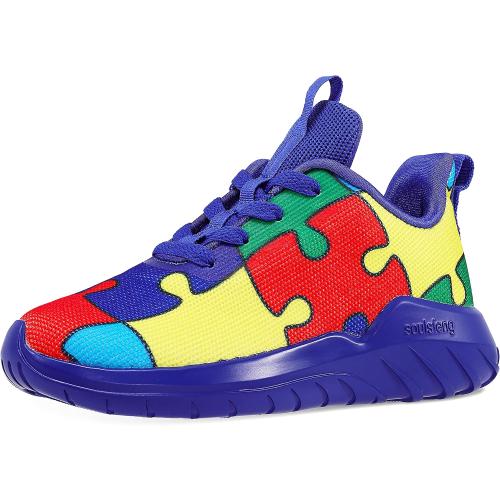 Blue EUR Size32 Soulsfeng Kids Tennis Shoes Lightweight Breathable Boys Running Shoe Fashion Walking Sneakers for Girls (Little Kid/Big Kid)