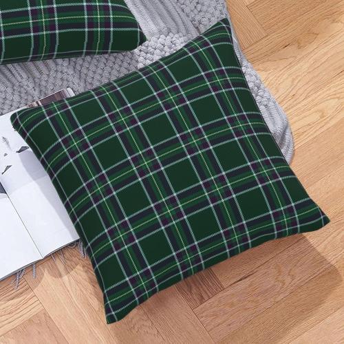 Christmas Throw Pillow Covers 18x18 Inch Set of 2 Scottish Tartan Plaid Square Pillow Cases Farmhouse Classic Outdoor Pillowcase Decorative Cushion Cover for Couch Sofa