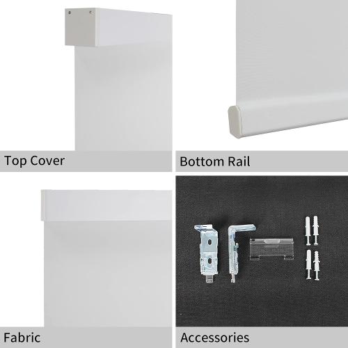 CALYX INTERIORS Blackout Roller Shade with Valance, Thermal Insulating Blind, Cordless, 34.5 W x 60 H, Simple White