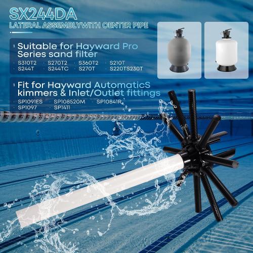SX244DA Lateral Assembly with Center Pipe Replacement for Hayward Pro Sand Filter S244T Series