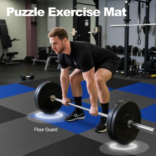 Puzzle Exercise Gym Flooring Mat, 1/2 Thick EVA Interlocking Foam Tiles Workout Mat for Home Gym, Fitness Equipment, MMA, Gymnastics, 6 Tiles Shock-Absorbing Exercise Mat, Grey (24 Sq Ft)