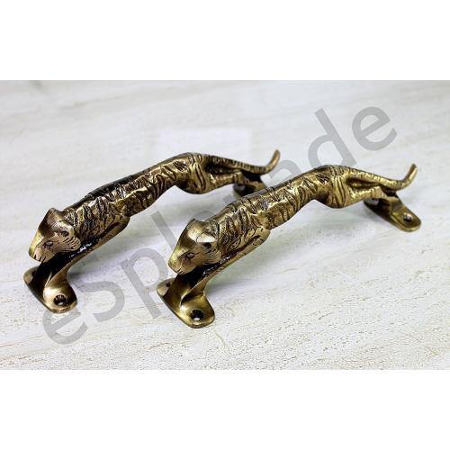 Esplanade - Jaguar/Tiger - Brass Door Handles | Home Decor | Door Decor | Door Pull | Door Accessories | Door Handle Sets - 7.5 Inches