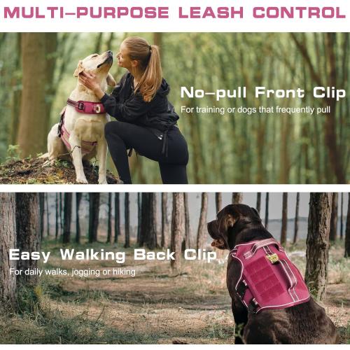 Dog Harness for Large Dogs Heavy Duty, No Pull Tactical Dog Harness with Molle System, Easy On and Off Service Dog Vest, Breathable Padded, Adjustable Reflective Pet Vest for Walking Hiking Training