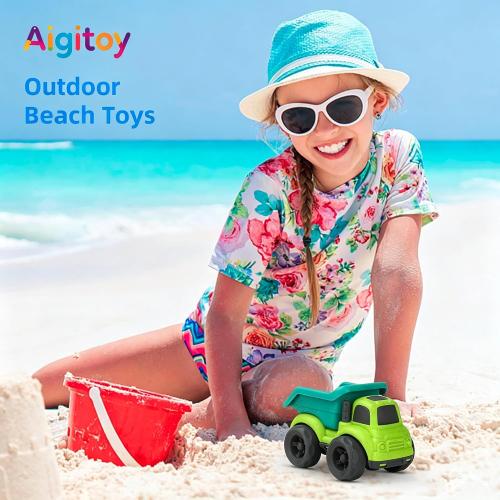 Aigitoy Toddler Car Toys for 2-4 Years Old, Dump Truck, Mixer Cement Set | Outdoor Toy Truck, BPA Free, Phthalates Free, PVC, Recycled Plastic, Easter Christmas Birthday Gifts for 2 3 4 Year Boy Girl