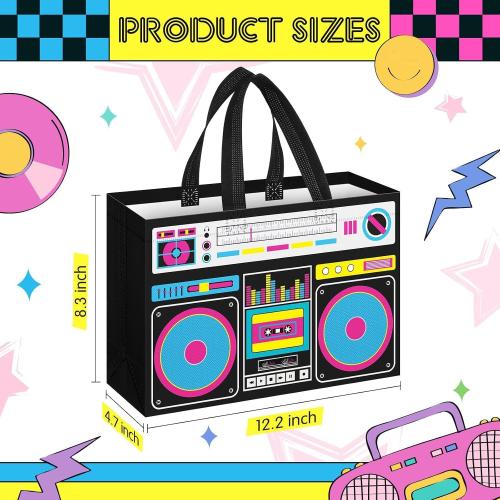 24 Pcs 80s90s Retro Radio Bags Party Favors, Black