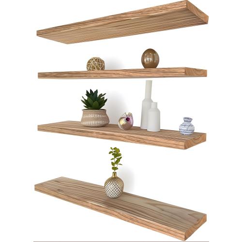 GXYAWPJ 24 Inch Floating Shelves for Wall Rustic Light Wood Wall Shelves for Bedroom Set of 4