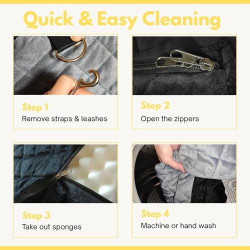 Dog Car Seat for Small/Medium Dogs up to 35 lbs, Memory Foam Booster Seat with Washable Cover, Storage Pockets & Safety Belts, Travel Pet Bed for Front & Back Seats