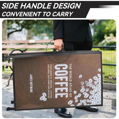 QKA A-Frame Sign Sidewalk Sign 24x36 Inch, Heavy Duty Double-Sided Slide-in Folding Outdoor Sandwich Boards, Suitable for Restaurants, Cafes, Outdoor Events（Frame Only）