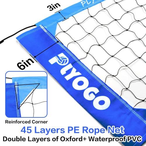 Heavy Duty Volleyball Net for Backyard&Outdoor,Anti-Sag Design | Professional 32FT Volleyball Net Set with Double Tension Adjuster,Height Adjustable Aluminum Poles,Portable Carry Bag
