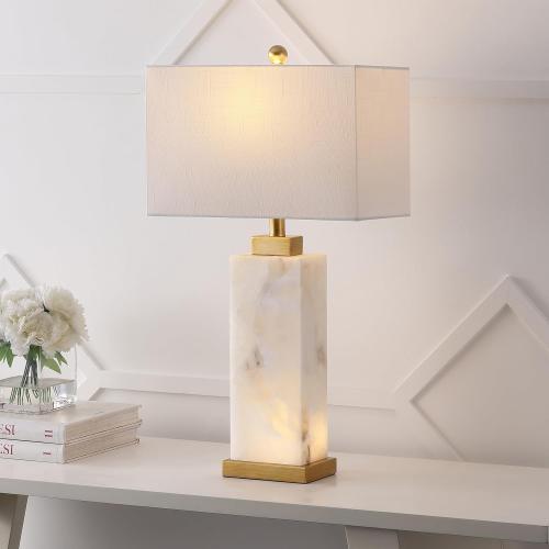 Missing part.                      JONATHAN Y JYL6201A Elizabeth 27.5 Alabaster LED Table Lamp Coastal Contemporary Bedside Desk Nightstand Lamp for Bedroom Living Room Office College Bookcase LED Bulb Included, White/Gold Leaf