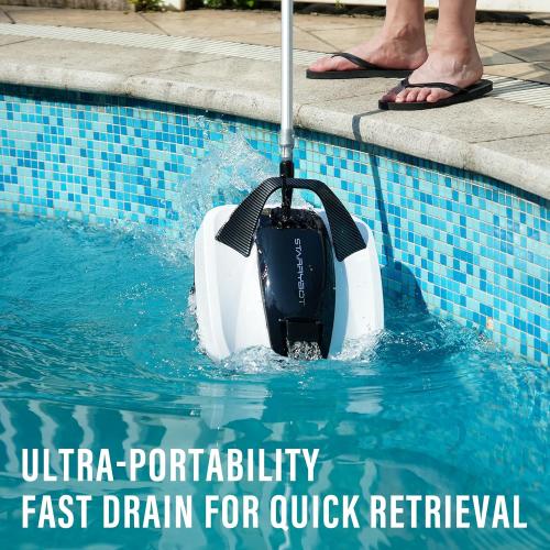 Cordless Robotic Pool Cleaner, Portable Swimming Robotic Pool Vacuum Self-Parking Technology, Ideal for Above-Ground Pools