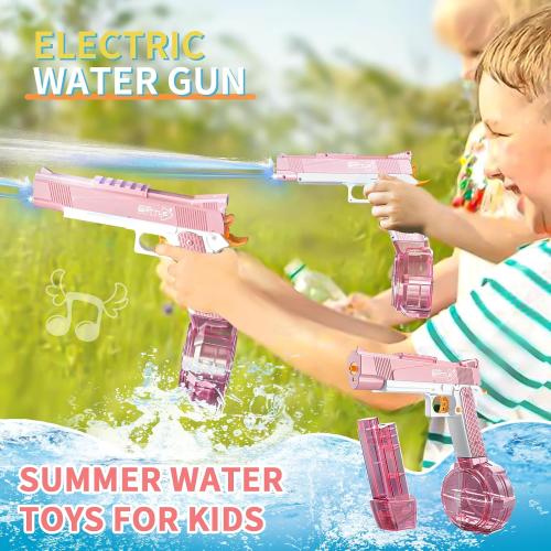 Pink Electric Water Gun with Long Range,Automatic Squirt Gun for Kids and Adults, Long Distance Water Pistol for Pool Beach Outdoor Play