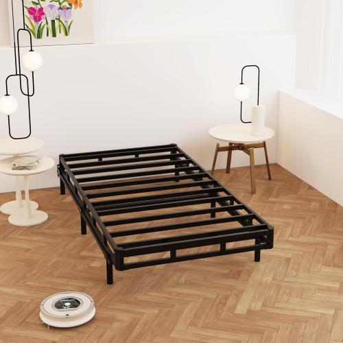 Size twin Box Spring Twin 4 Inch Low Profile, Heavy Duty Metal Box Spring Bed Base with Fabric Cover, Mattress Foundation, Easy Assembly, Noise Free, Black