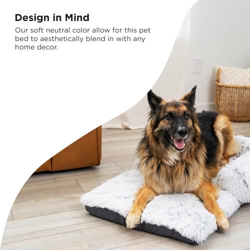Best Friends by Sheri Nap Mat Dog Bed with Bolster - Washable Crate Pad, Removable Cover, Frost, Large, 36x21