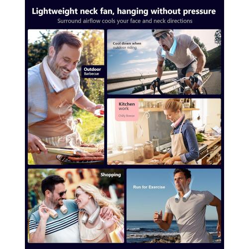 Heelkl AI Neck Fan, 4 Speeds Adjustable Portable Personal Fan Rechargeable, 4000 mAh Battery Faster Cooling Wearable Fan, Ultra Quiet for Home, Office, Travel, Outdoor