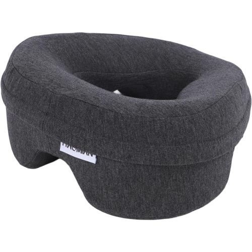 Face Down Pillow with Memory Foam, Soft Ergonomic Design for Comfortable Sleeping, Ideal for Home and Beauty Salon Use, Features Hollow Breathable Holes (Dark Gray)