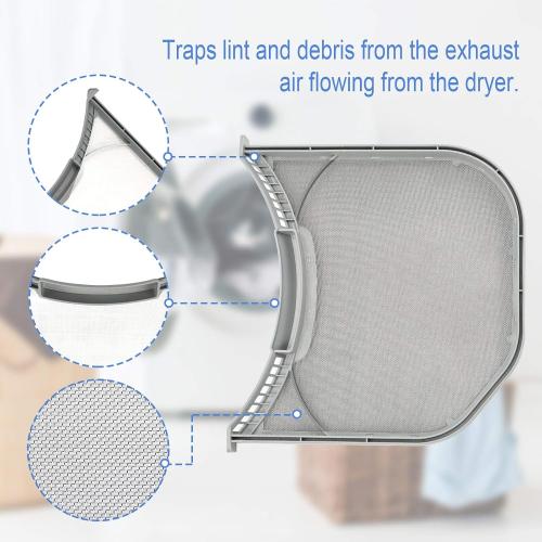 ADQ56656401 Dryer Lint Filter Upgraded Stainless Steel Mesh Screen for LG ADQ566564 and Ken-more Elite Dryer Lint Screen Replacement with Clothes Dryer Lint Vent Trap Cleaner Brush Part #PS3531962