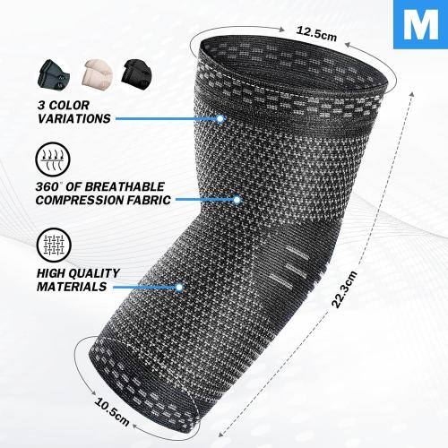 Black Size M POWERLIX Elbow Brace Compression Support - Elbow Sleeve for Tendonitis, Tennis Elbow Brace and Golfers Elbow Treatment, Arthritis, Workouts, Weightlifting – Reduce Elbow Pain (Black, M)